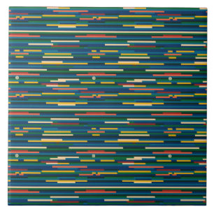 Colourful Horizontal Stripes Abstract Art Tile
