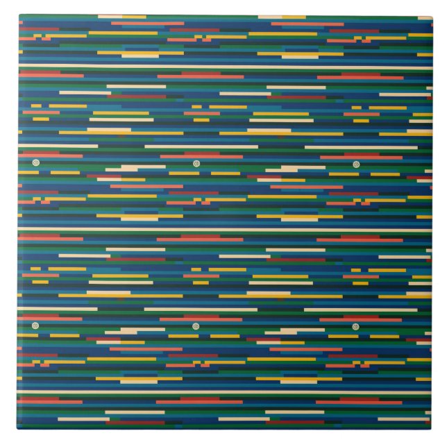 Colourful Horizontal Stripes Abstract Art Tile (Front)