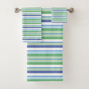 Colourful horizontal stripes bath towel set