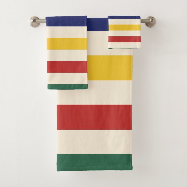 Colourful Horizontal Stripes Bath Towel Set (Insitu)