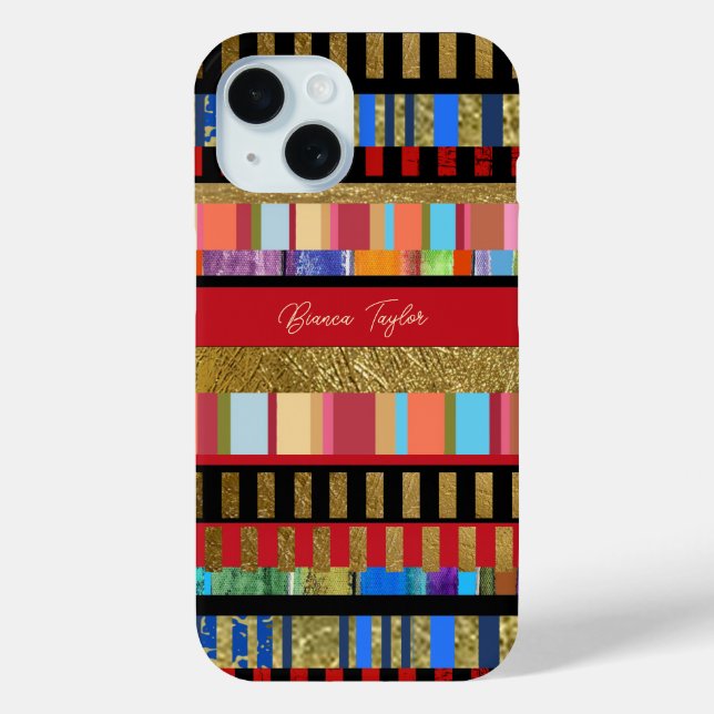 Colourful Horizontal Stripes Girly Modern Case-Mate iPhone Case (Back)