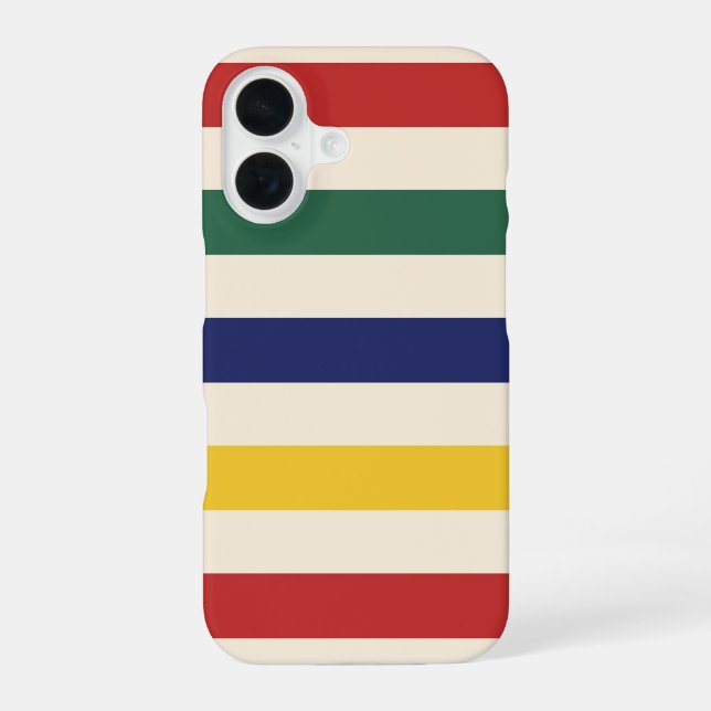 Colourful Horizontal Stripes iPhone 16 Case (Back)