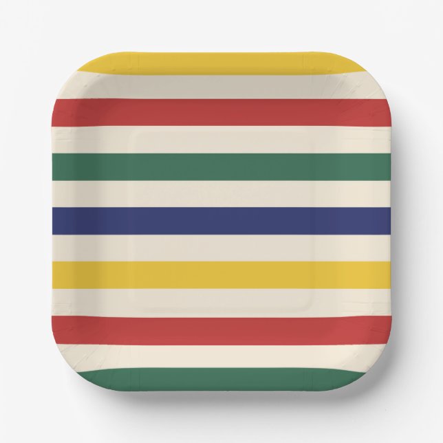 Colourful Horizontal Stripes Paper Plate (Front)