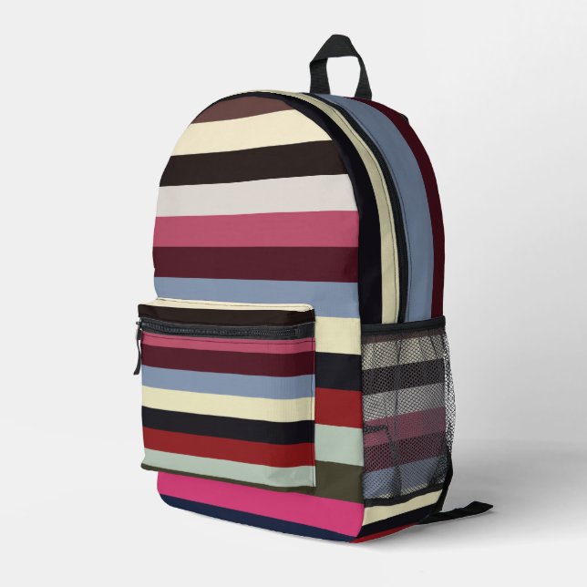 Colourful Horizontal Stripes Pattern  Printed Backpack (Back Corner Right)