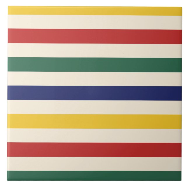 Colourful Horizontal Stripes Tile (Front)