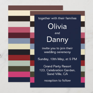 Colourful Horizontal Stripes Wedding Invitation