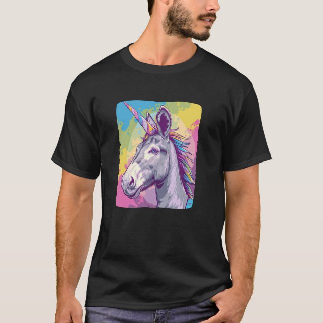 Colourful Horn of a unicorn Donkey Costume T-Shirt (Front)