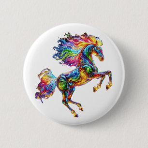 Colourful Horse 6 Cm Round Badge