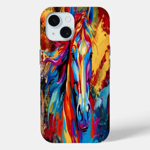 Colourful Horse Abstract Mobile Case,  iPhone 15 Case