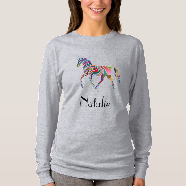 Colourful horse  -add name  T-Shirt (Front)