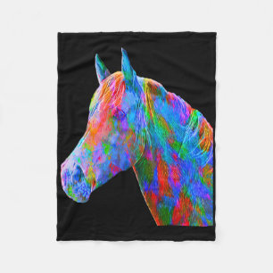 Colourful Horse Art Horseback Riding Lover Artsy H Fleece Blanket