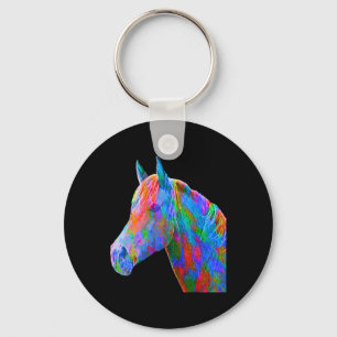 Colourful Horse Art Horseback Riding Lover Artsy H Key Ring