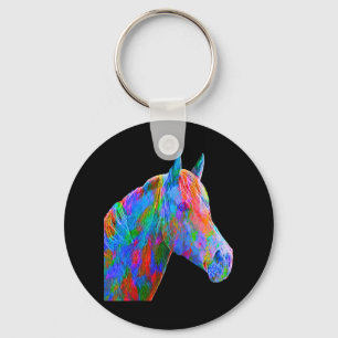 Colourful Horse Art Horseback Riding Lover Artsy H Key Ring