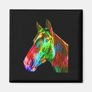 Colourful Horse Art Horseback Riding Lover Artsy H Magnet