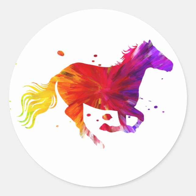 Colourful Horse Classic Round Sticker (Front)