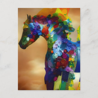 Colourful Horse Collage Postcard