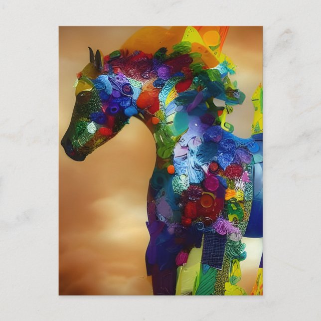 Colourful Horse Collage Postcard (Front)