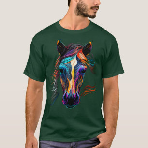 Colourful Horse Face Beautiful Equestrian Crazy Po T-Shirt