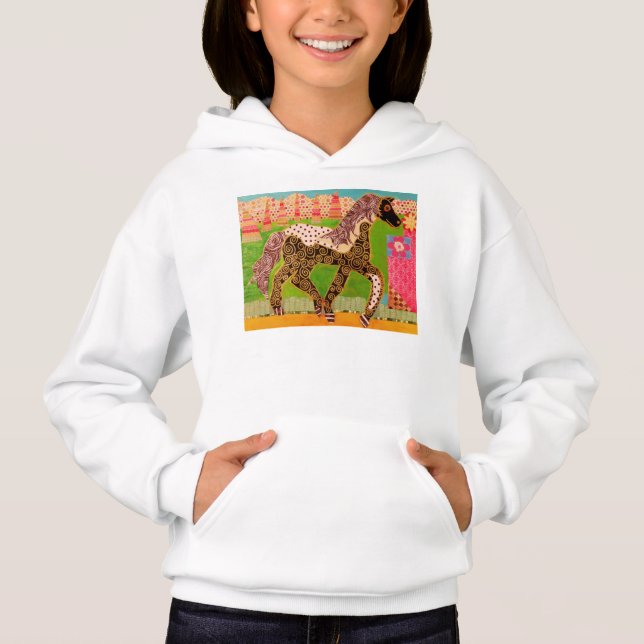 Colourful Horse Girls Hoodie Sweatshirt (Front)
