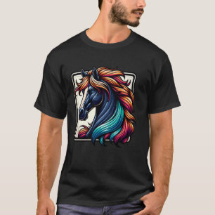 Colourful Horse Head Profile Illustration For Hors T-Shirt