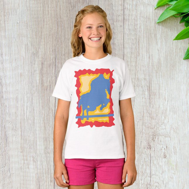 Colourful Horse Jumping Silhouette Equestrian T-Shirt (Creator Uploaded)