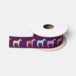 Colourful Horse Pattern Satin Ribbon
