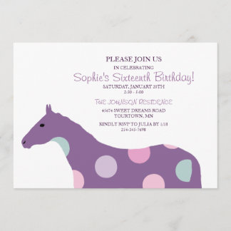 Colourful Horse Pattern Sixteenth Birthday Invitation