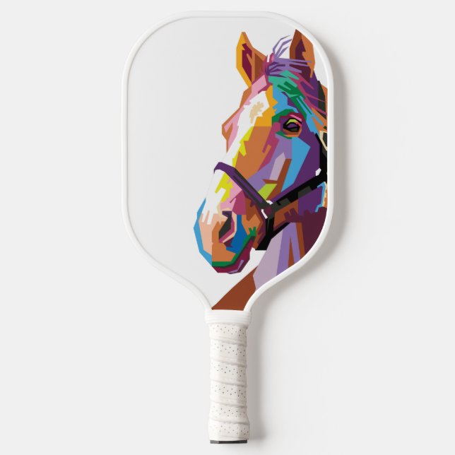 Colourful Horse Pop Art Pickleball Paddle (Front)