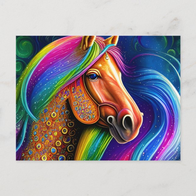 Colourful Horse Postcard (Front)