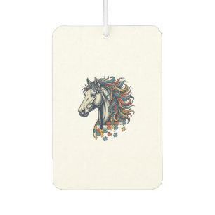 Colourful Horse Puzzle Piece Vintage Engraving T-S Car Air Freshener