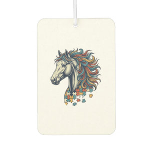 Colourful Horse Puzzle Piece Vintage Engraving T-S Car Air Freshener