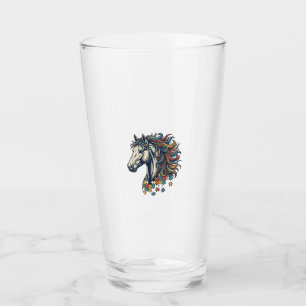 Colourful Horse Puzzle Piece Vintage Engraving T-S Glass