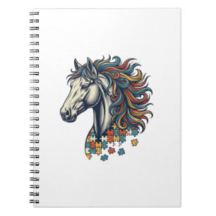 Colourful Horse Puzzle Piece Vintage Engraving T-S Notebook