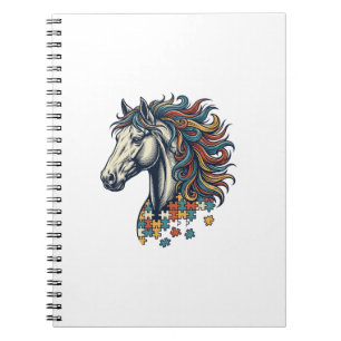 Colourful Horse Puzzle Piece Vintage Engraving T-S Notebook
