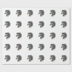 Colourful Horse Puzzle Piece Vintage Engraving T-S Wrapping Paper
