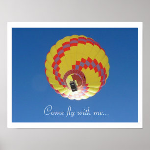 Colourful Hot Air Balloon in the Air Poster