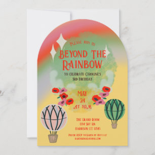 Colourful Hot Air Balloon Kids Birthday Invitation