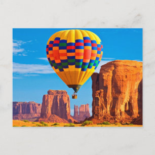 Colourful Hot Air Balloon Over Rocks Postcard