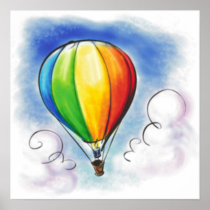 Colourful Hot air Balloon paint poster