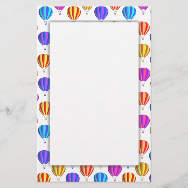 Colourful Hot Air Balloon Pattern Stationery (Front)