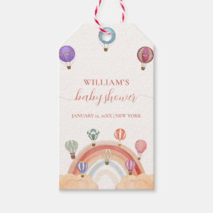 Colourful Hot Air Balloon Rainbow Baby Shower  Gift Tags