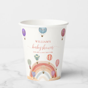 Colourful Hot Air Balloon Rainbow Baby Shower  Paper Cups