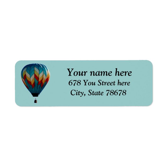 Colourful Hot Air Balloon Return Address Labels (Front)