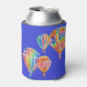 Colourful Hot Air Balloon Watercolor Art Design Can Cooler