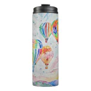 Colourful Hot Air Balloon Watercolor Art Design Thermal Tumbler