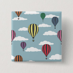 Colourful hot air balloons 15 cm square badge