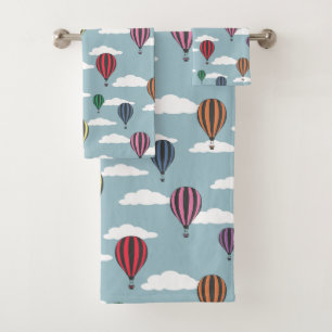 Colourful hot air balloons bath towel set
