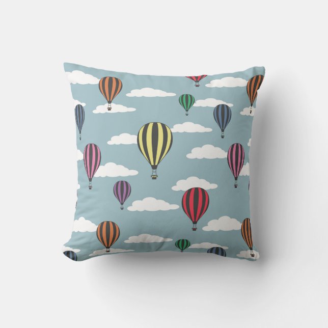 Colourful hot air balloons cushion (Front)