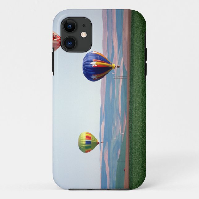 Colourful hot air balloons float over wheat Case-Mate iPhone case (Back)