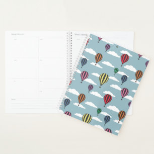 Colourful hot air balloons planner